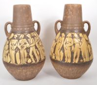 A PAIR OF WEST GERMAN MID-CENTURY LARGE STUDIO POTTERY VASES