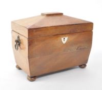 LATE 19TH CENTURY WALNUT SARCOPHAGUS TEA CADDY