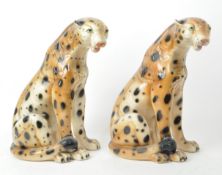 MID CENTURY 1970S ITALIAN PORCELAIN LEOPARD FIGURES