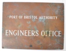 VINTAGE 20TH CENTURY BRONZE BRISTOL ENGINEERS OFFICE SIGN