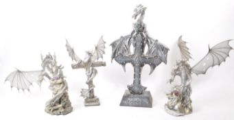 COLLECTION OF FOUR CONTEMPORARY PLASTIC / RESIN DRAGON FIGURES