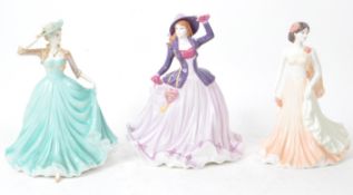 COALPORT - THREE 21ST CENTURY BONE CHINA LADY FIGURINES