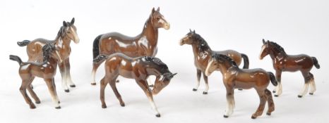 BESWICK - COLLECTION OF SEVEN 20TH CENTURY PORCELAIN HORSE FIGURES