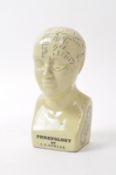 L N FOWLER - SMALL MID CENTURY CERAMIC PHRENOLOGY BUST HEAD
