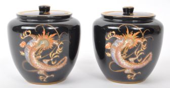 CROWN DEVON - TWO EARLY 20TH CENTURY LIDDED TOBACCO JARS / POTS