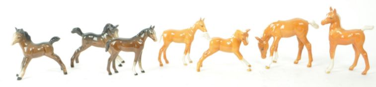 BESWICK - COLLECTION OF SEVEN 20TH CENTURY HORSE FOALS