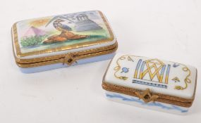 LIMOGES - TWO 20TH CENTURY HAND PAINTED MASONIC BOXES