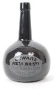 EARLY 20TH CENTURY DEWARS PERTH WHISKEY MALLET GLASS BOTTLE