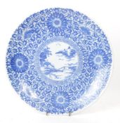 19TH CENTURY JAPANESE PORCELAIN BLUE AND WHITE DESIGN PLATE