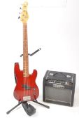 TANGLEWOOD ELFIN BASS GUITAR AND HIWATT G20 8R AMP WITH TWO STANDS