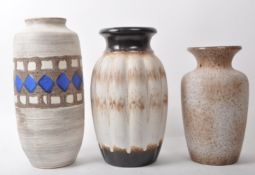 COLLECTION OF THREE MID-CENTURY WEST GERMAN VASE POTTERY PIECES