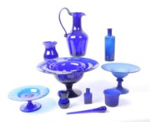 COLLECTION OF 20TH CENTURY BRISTOL BLUE GLASS
