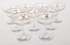 BABYCHAM - NINE 1970S COUPE GLASSES