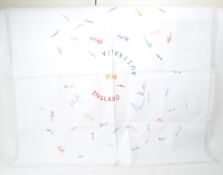 VINTAGE EMBROIDERED TABLECLOTH OF 1948 CRICKET TEAM SIGNATURES