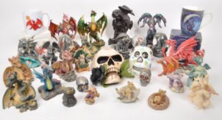 LARGE COLLECTION OF CONTEMPORARY DRAGON AND SKULL FIGURES