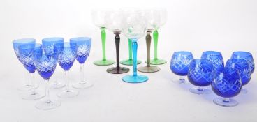 LARGE COLLECTION OF VINTAGE 20TH CENTURY COLOURED CUT GLASS