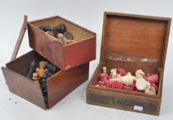 SET OF THREE WOODEN AND PLASTIC CHESS SETS