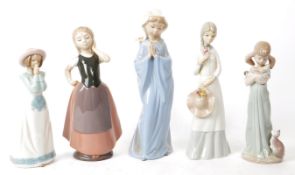 LLADRO - NAO - FIVE LATE 20TH CENTURY SPANISH PORCELAIN FIGURES