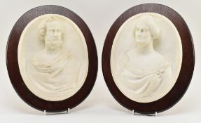 PAIR OF MID 19TH CENTURY WHITE MARBLE BUSTS OF IRISH NOBLES