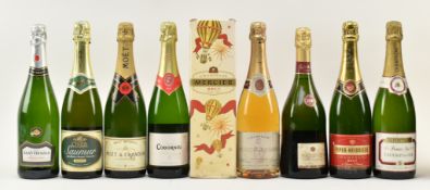 COLLECTION OF NINE VINTAGE CHAMPAGNE & SPARKLING WINE BOTTLES