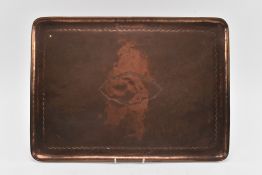 NEWLYN COPPER - EARLY 20TH CENTURY EMBOSSED CORNISH COPPER TRAY
