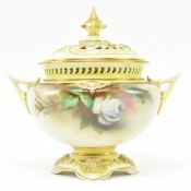 HADLEYWARE - 1905 ROYAL WORCESTER PORCELAIN LIDDED POT POURRI DISH