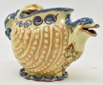 BRANNAM BARUM - 19TH CENTURY GROTESQUE POTTERY NAUTILUS TEAPOT