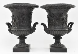 PAIR OF GRAND TOUR 19TH CENTURY MEDICI BRONZE URNS