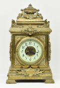 EARLY 20TH CENTURY FRENCH GILT BRASS 8 DAY MANTLE CLOCK