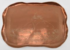 CHARLES THOMAS EUSTACE - EARLY 20TH CENTURY HAYLE COPPER TRAY