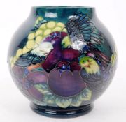 MOORCROFT - FINCHES AND FRUIT PATTERN - LATE 20TH CENTURY CERAMIC VASE
