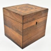 SMALL 19TH CENTURY VICTORIAN TUNBRIDGE WARE TEA CADDY WITH FLORAL INLAY