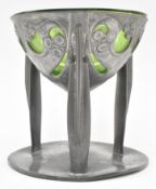 LIBERTY & CO TUDRIC PEWTER COUPE GOBLET WITH GLASS LINER