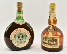 GRAND MARNIER CORDON JAUNE T/W 1961 ARMAGNAC BOTTLES (2)