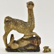 18TH CENTURY PERUVIAN CARVED STONE FIGURE AND ONE OTHER