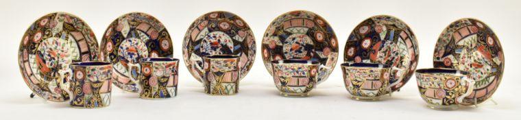 SIX 19TH CENTURY ROYAL CROWN DERBY IMARI PORCELAIN TEA & COFFEE CUPS AND SAUCERS