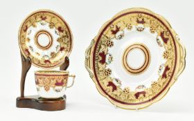 SAMUEL ALCOCK FOR STAFFORDSHIRE POTTERY - 19TH C TEACUP, SAUCER & PLATTER