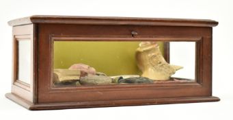 19TH CENTURY MAHOGANY SPECIMEN DISPLAY CABINET WITH ANTIQUITIES