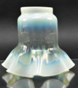 19TH CENTURY VASELINE CLEAR & YELLOW TONED GLASS LAMP SHADE