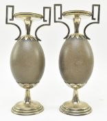 PAIR OF EARLY 20TH CENTURY AUSTRALIAN VASES FORMED FROM EMU EGGS