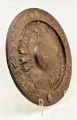 LARGE 19TH CENTURY CONTINENTAL COPPER PLAQUE WITH MILITARY SCENES