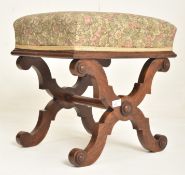 LATE 19TH CENTURY MAHOGANY X-FRAMED STOOL / SEAT