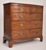 GEORGE III MAHOGANY BOW FRONT TWO OVER THREE CHEST OF DRAWERS