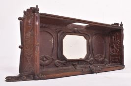 EDWARDIAN EARLY 20TH CENTURY CARVED EBONISED WOOD HANGING MIRROR SHELF