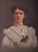 EARLY 20TH CENTURY OIL ON CANVAS PORTRAIT STUDY OF LADY IN DRESS