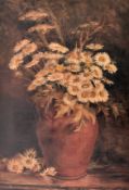 EARLY 20TH CENTURY OIL ON CANVAS STILL LIFE PAINTING OF DAISIES FLOWERS