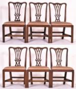 SIX 19TH CENTURY CHIPPENDALE INSPIRED MAHOGANY DINING CHAIRS