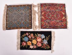 THREE EARLY 20TH CENTURY IRANIAN PRAYER FRAMED RUGS