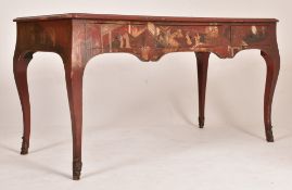 CHINOISERIE EARLY 20TH CENTURY RED LACQUERED WRITING DESK TABLE