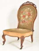 OVERSIZED 19TH CENTURY MAHOGANY & NEEDLEPOINT UPHOLSTERED LADY'S ARMCHAIR